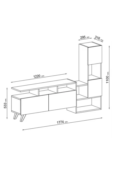BMdekor Tv Ünitesi Tuğra Çırağan Antrasit - Resim 3