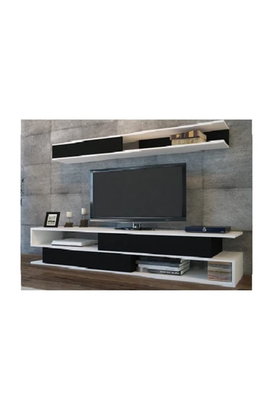 BMdekor Tv Ünitesi Söz Beyaz Siyah ürün görseli