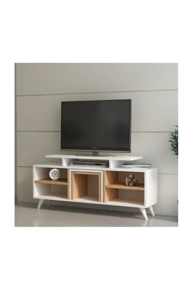BMdekor Tv Ünitesi Kervan Beyaz Teak ürün görseli
