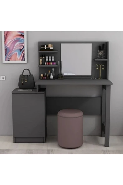 Meltem Çelik - BMdekor Makyaj Masası Cenny Antrasit - 2
