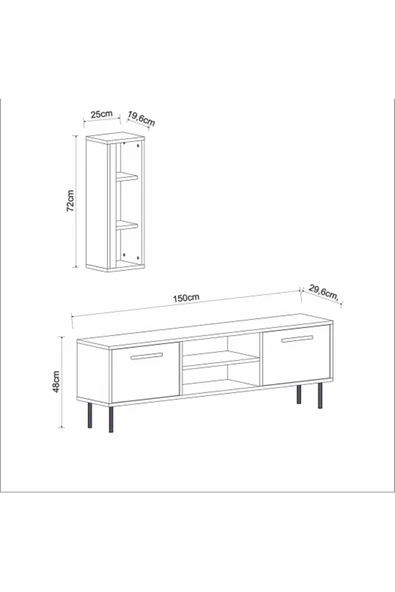 Meltem Çelik - BMdekor TV Ünitesi Cunda Ceviz LED Işıklı 150 cm - Resim 4