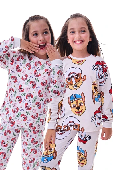 2'Li Paw Patrol Ve Sevimli Sky Desenli Kız Çocuk Pijama Takımı - 1