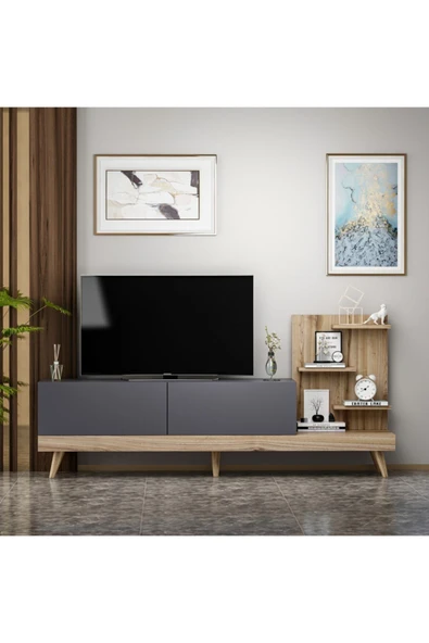 BMdekor Tv Sehpası Desso Antrasit Ceviz 180 Cm ürün görseli