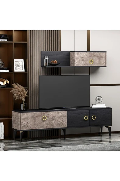 Meltem Çelik - BMdekor TV Ünitesi Zerda Gordion Siyah 180 cm - Resim 2