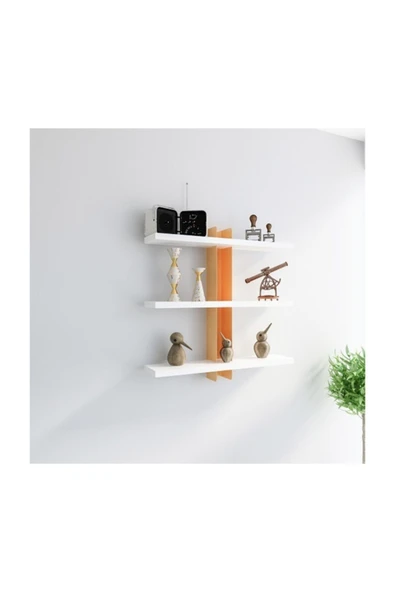 BMdekor Duvar Rafı Mesk Beyaz Turuncu - Resim 2