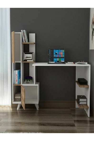 BMdekor Çalışma Masası Artema Beyaz Ceviz - 4