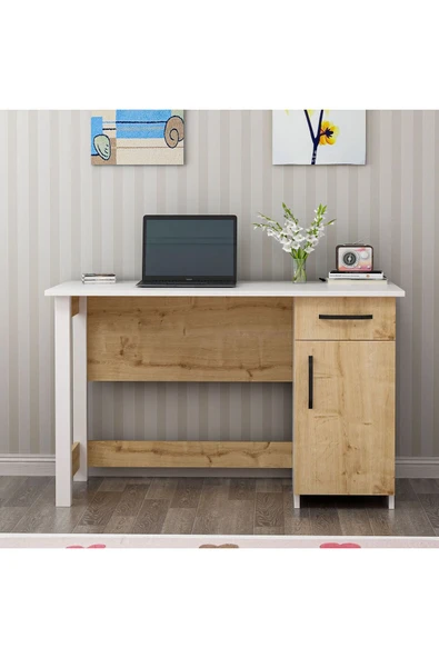 Meltem Çelik - BMdekor Çalışma Masası Nest Beyaz Safir Meşe