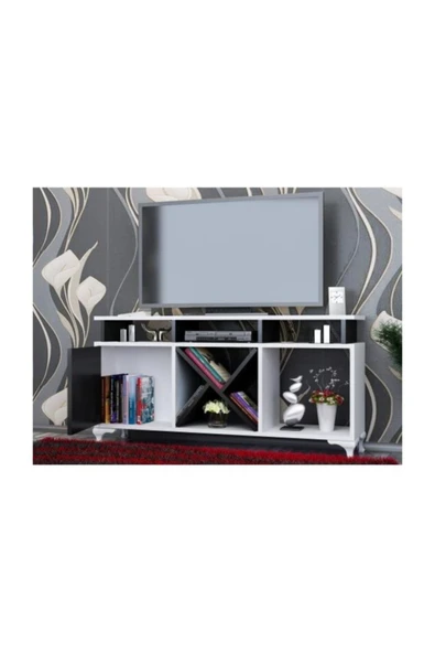 BMdekor Tv Ünitesi Kamer Tasarım Beyaz Siyah - Resim 2