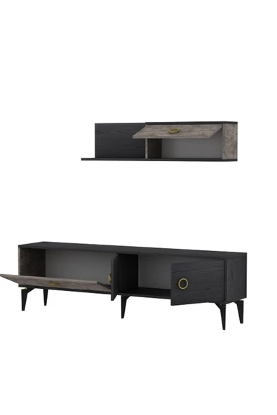 Meltem Çelik - BMdekor TV Ünitesi Zerda Gordion Siyah 180 cm - Resim 4