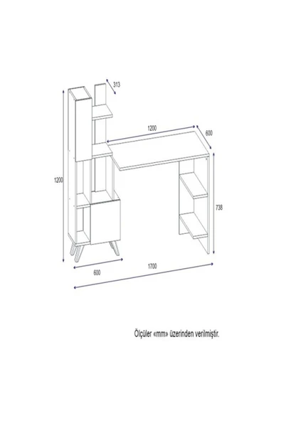 Meltem Çelik - BMdekor Çalışma Masası Artema Beyaz - 4