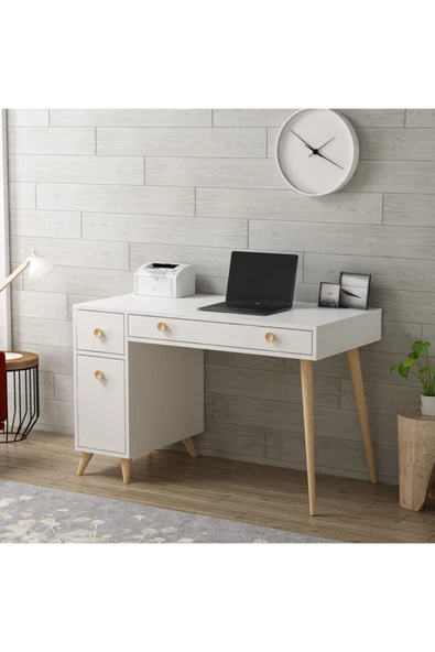 BMdekor Çalışma Masası Inarch Beyaz Meşe - 2
