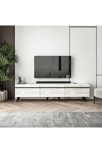 Meltem Çelik - BMdekor TV Sehpası Asil Kristal Beyaz 180 cm - Resim 2