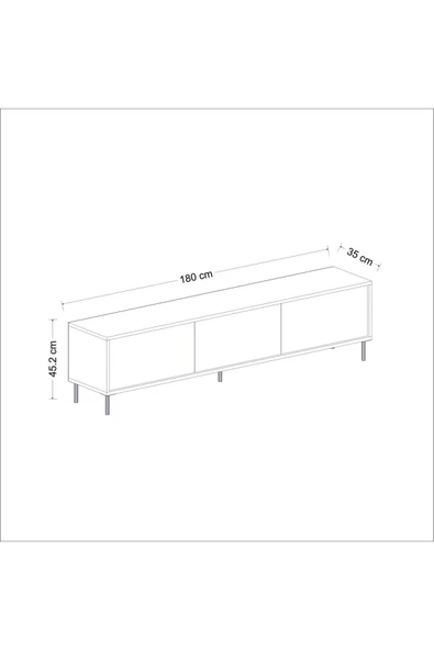 Meltem Çelik - BMdekor Tv Sehpası Kozan Antrasit Mermer Desen 180 Cm - 5