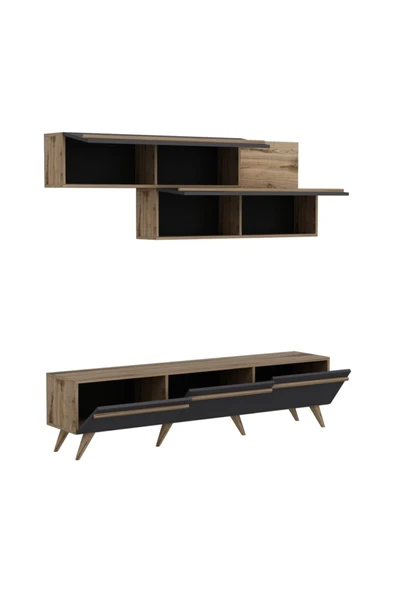 BMdekor Tv Ünitesi Asil Antrasit Meşe 180 Cm - Resim 3