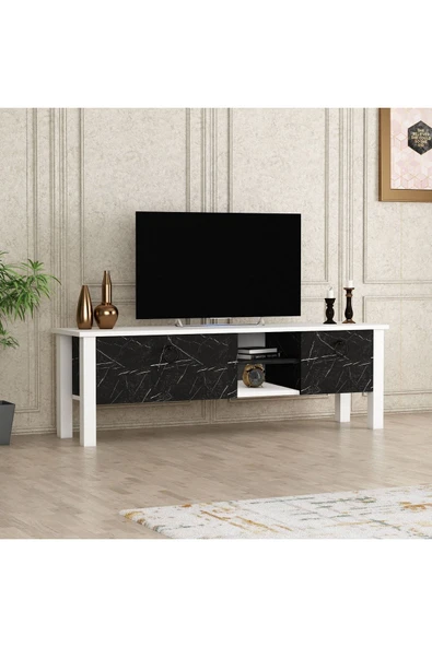 BMdekor Tv Sehpası Rüya Beyaz Mermer Desen 140 Cm - 1