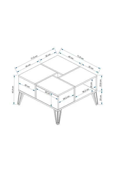 Meltem Çelik - BMdekor Orta Sehpa Nova Mermer Desen Meşe - 5