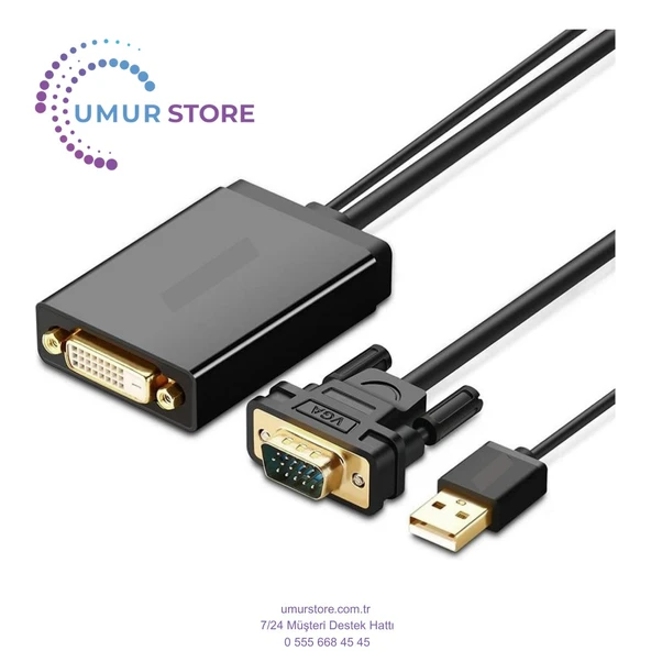 VGA USB To Dvı-D 24+1 Dişi Görüntü Aktarma Kablosu