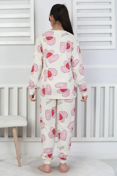 Tangled Hearts Desenli Kız Çocuk Pijama Takımı 8-13 - Resim 9