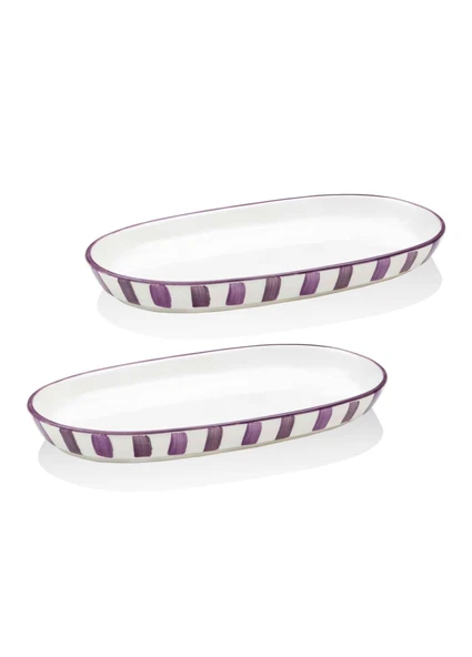 The Mia Joy Oval Servis 2li Set Mor 17x30x4 cm ürün görseli 1