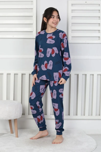 Tangled Hearts Desenli Kız Çocuk Pijama Takımı 8-13 - Resim 11