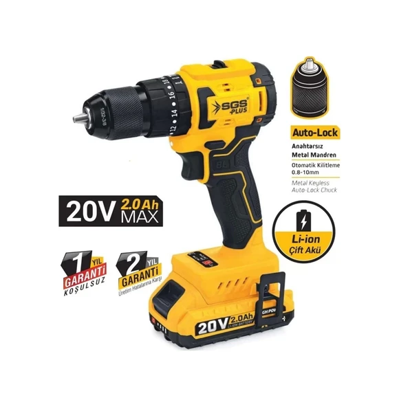 Sgs 5530 20 V 2 Ah Çift Akülü Darbeli Matkap Seti - Resim 2