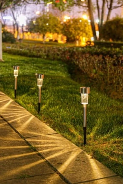 Paslanmaz Çelik Solar Bahçe Aydınlatması Güneş Enerjili Su Geçirmez LED Dış Mekan 3 Adet - 3