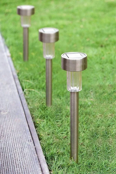 Paslanmaz Çelik Solar Bahçe Aydınlatması Güneş Enerjili Su Geçirmez LED Dış Mekan 3 Adet - 5