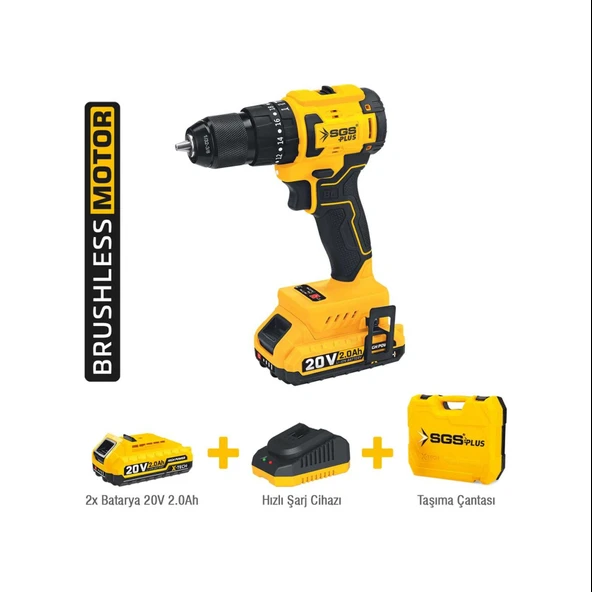 Sgs SGS5532 - 20 Volt 2 Amper 60 NM Tork Akülü Darbeli Matkap Vidalama Seti Çift Akülü ürün görseli