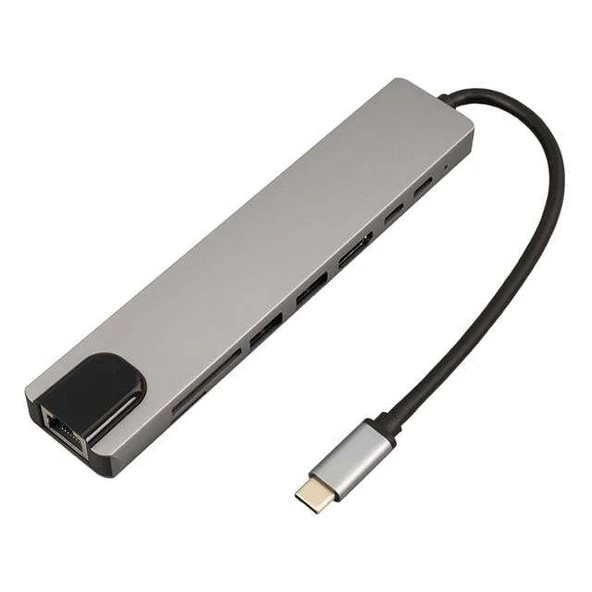 Powermaster Type-C 8in1 HDMI Çok Fonksiyonlu USB 3.0 Dock Station (Macbook - PC - Playstation - Xbox) - 2