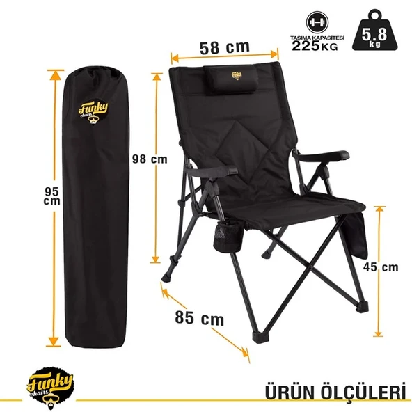 FUNKY CHAIRS Comfort Kamp Sandalyesi Haki - Resim 9