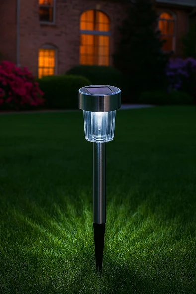 Paslanmaz Çelik Solar Bahçe Aydınlatması Güneş Enerjili Su Geçirmez LED Dış Mekan Lamba