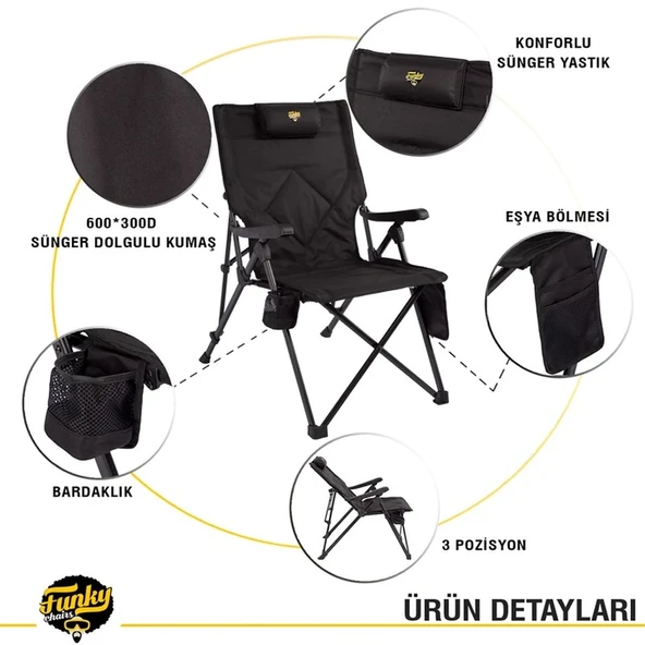 FUNKY CHAIRS Comfort Kamp Sandalyesi Haki - Resim 10