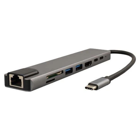 Powermaster Type-C 8in1 HDMI Çok Fonksiyonlu USB 3.0 Dock Station (Macbook - PC - Playstation - Xbox) - 1
