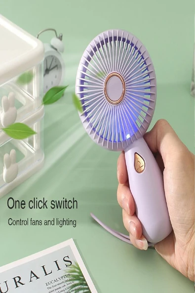 Şarjlı Sessiz Güçlü El Fanı Mini Taşınabilir USB Vantilatör 5 Pervaneli Fan - 3