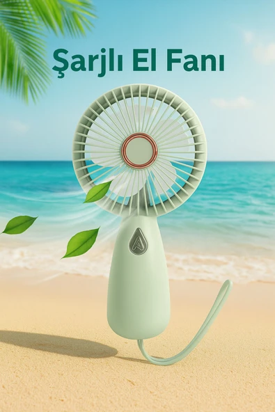 Şarjlı Sessiz Güçlü El Fanı Mini Taşınabilir USB Vantilatör 5 Pervaneli Fan - 1