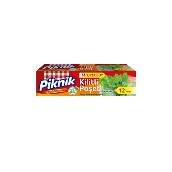 Piknik Orta Boy Kilitli Buzdolabı Poşeti 12'li