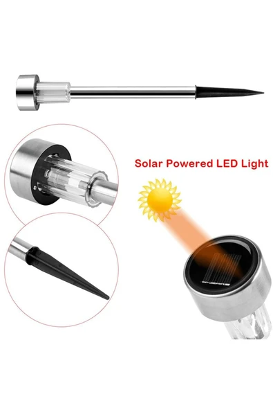 Paslanmaz Çelik Solar Bahçe Aydınlatması Güneş Enerjili Su Geçirmez LED Dış Mekan Lamba - 4