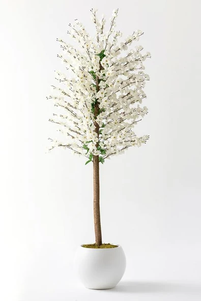 Yapay Bahar Dalı Ağacı Beyaz 180 Cm 81 Dal Plastik Küre Saksı ürün görseli 1
