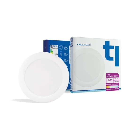 Tuled Redeem Plus C18W Downlight, Titreşimsiz, Göz Konforu, Tekli