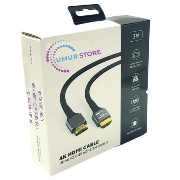 4K 3mt HDMI Kablo V2.0 60HZ ürün görseli 1
