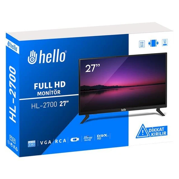 Hello HL-2700 27'' Audio IN-RCA-VGA-HDMI-USB 12 Volt Adaptörlü Full HD Led Monitör - Resim 3