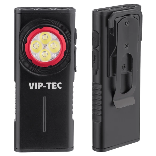 Vip-Tec VT891203 1000 Lümen Şarjlı Alüminyum Gövde  Slim Cep Feneri - Resim 4