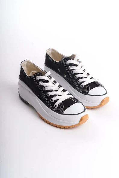 PARIS Bağcıklı Ortopedik Taban Kadın Sneaker Spor Ayakkabı  TBT - Siyah - Resim 4