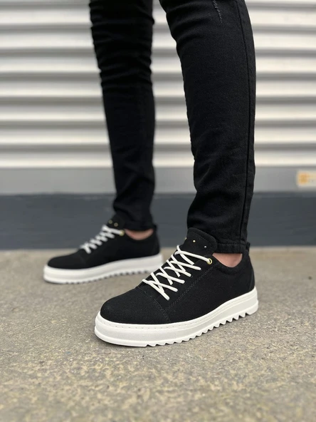 JY152 Cool Bağcıklı Süet Erkek Günlük Spor Klasik Ayakkabı SBT - Siyah - Resim 2