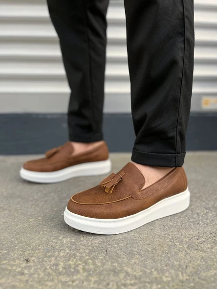 JY154 Blaze Bağcıksız Püsküllü Cilt Erkek Günlük Spor Klasik Ayakkabı CBT - Taba - 2