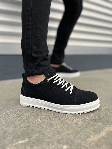 JY152 Cool Bağcıklı Süet Erkek Günlük Spor Klasik Ayakkabı SBT - Siyah ürün görseli