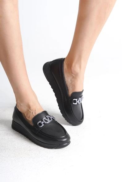 ANNA Ortopedik Rahat Taban Toka Detaylı Klasik Kadın Babet Anne Ayakkabısı  CST - Siyah ürün görseli