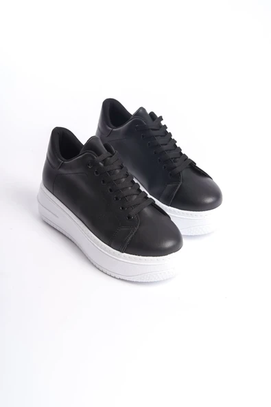 BIANA Bağcıklı Ortopedik Taban Kadın Sneaker Spor Ayakkabı  CBT - Siyah - 4