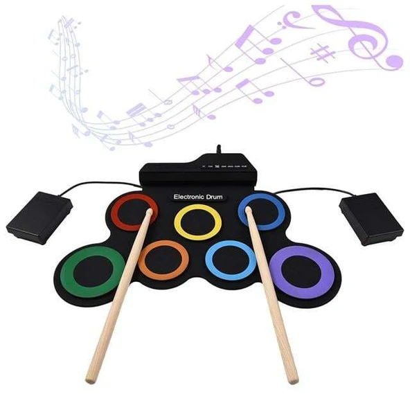 Magicvoice G3002R 7 Ped Gökkuşağı Renkli Elektronik Roll Up Davul Kiti - 6