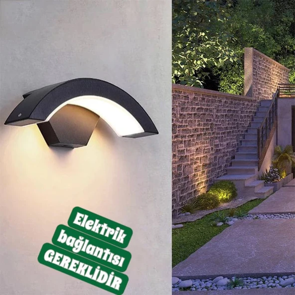 Elektrikle Çalışır 24 Watt Beyaz Işık İç ve Dış Mekan Led Duvar Aplik Bahçe Kapı Girişi Armatür - Resim 2